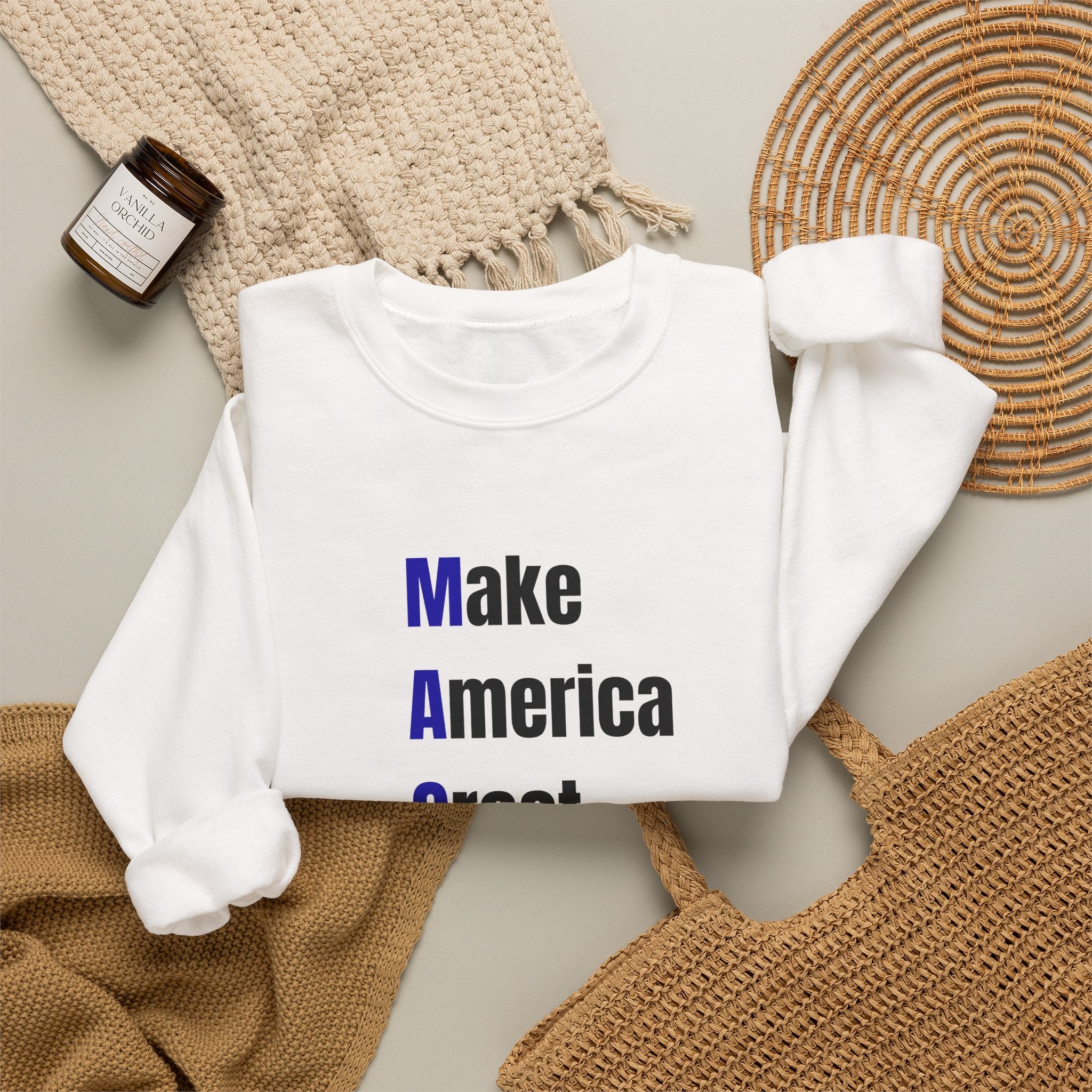 Crewneck Sweatshirt — "Make America Great For All" Vertical Text