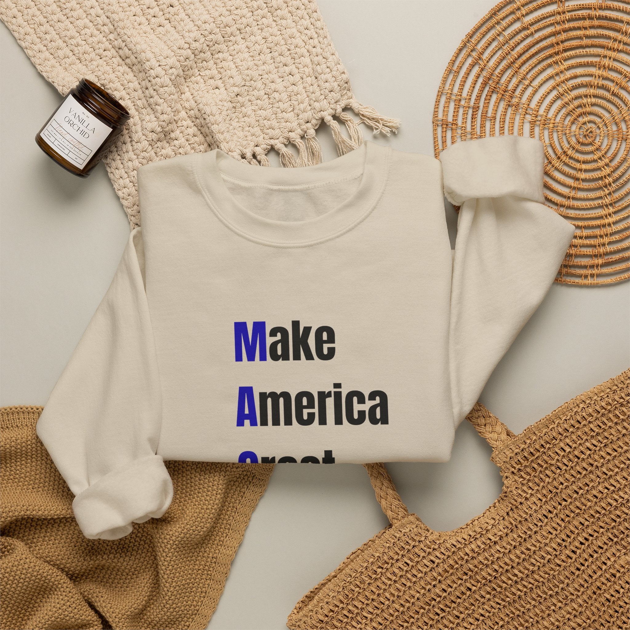 Crewneck Sweatshirt — "Make America Great For All" Vertical Text
