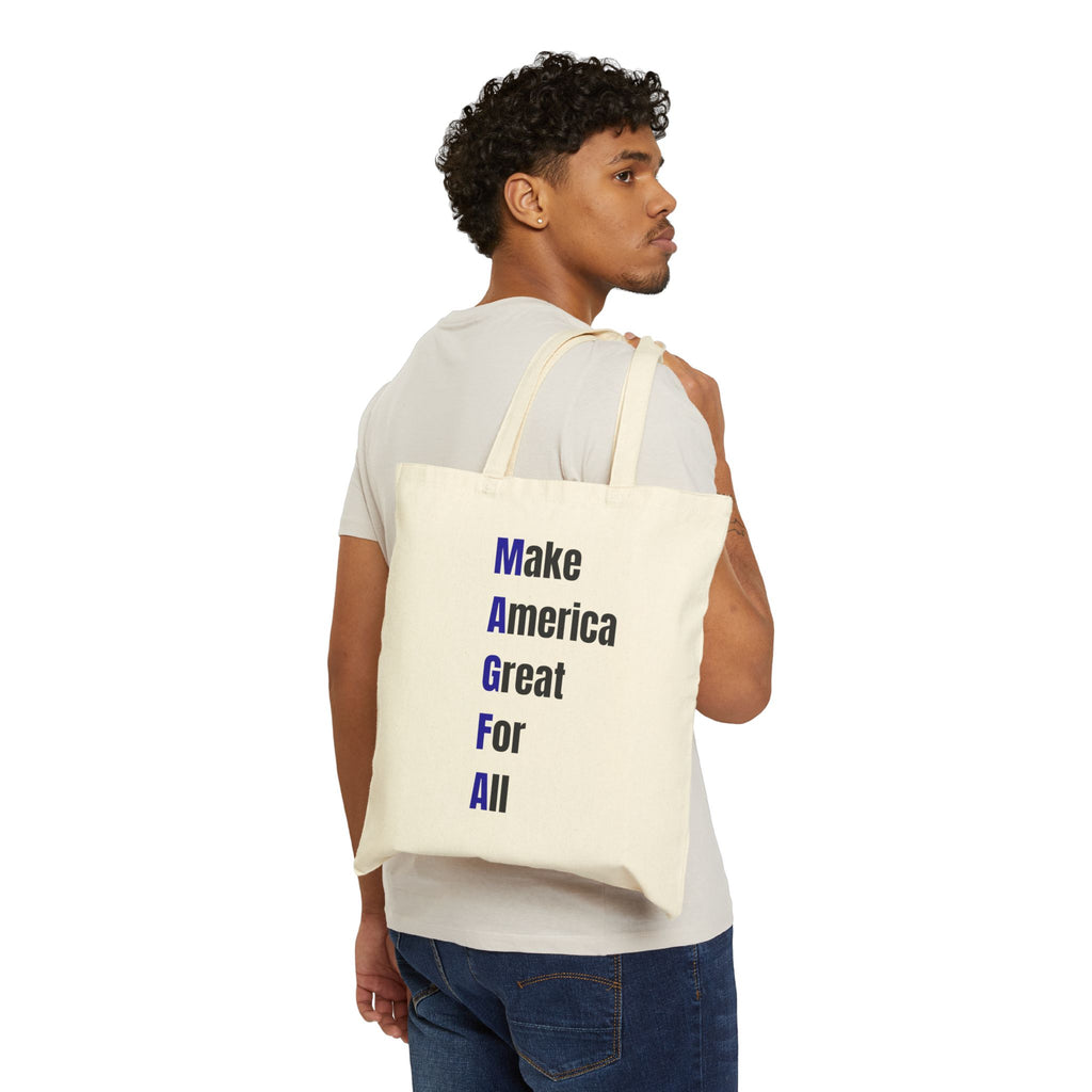 Canvas Tote - "Make America Great For All" Vertical Text Reusable Grocery Bag